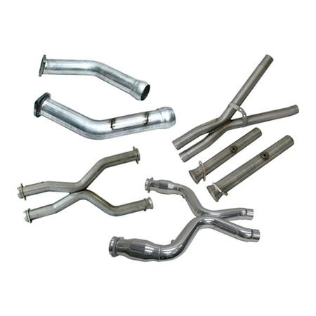 BBK PERFORMANCE 2.5 in. 1996-2004 Ford Mustang Short Off-Road X-Pipe with Converters, Aluminized 1638